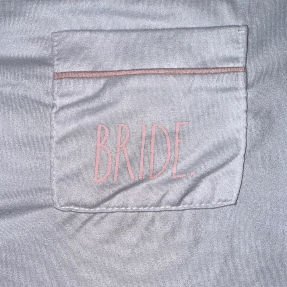 Rae Dunn-  Bride Pajama Set White Pink Trim Size Large - Picture 8 of 17